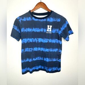 Tommy Hilfiger Boys Tie Dye Stripe Short Sleeve T-shirt Blue Medium